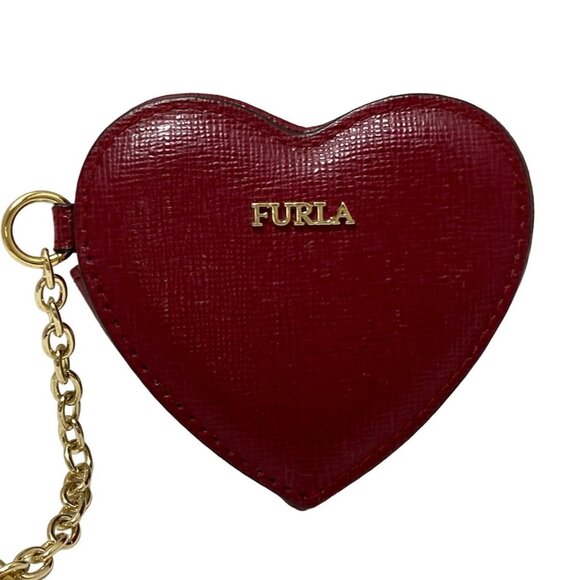 Auth FURLA - Bordeaux Gold Leather Hardware Bag Charm - Picture 6 of 7